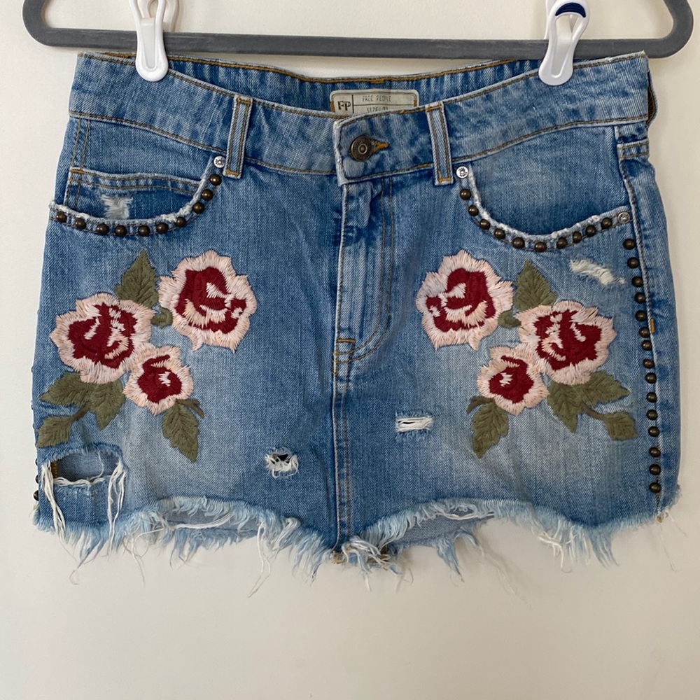 Free People Mini Denim Skirt